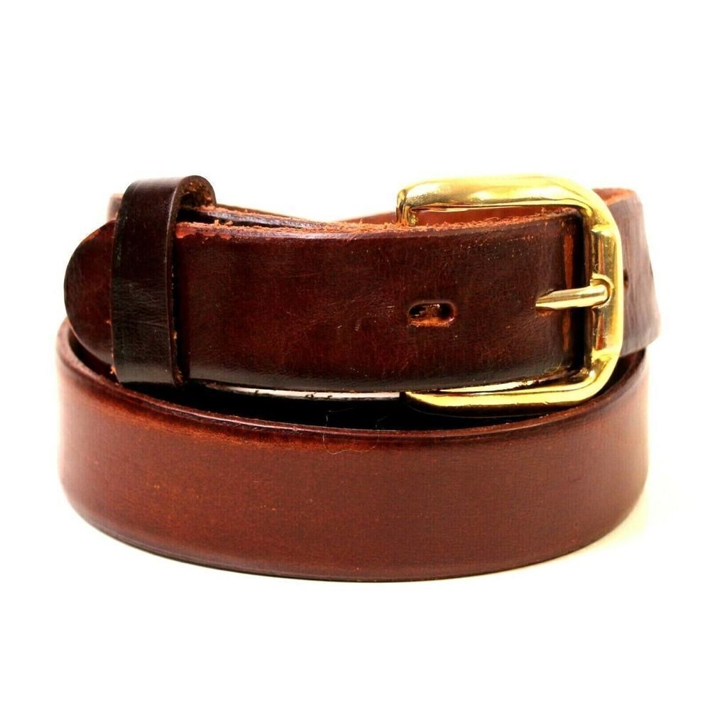 Handmade SADDLE REDDISH BROWN LEATHER 1 1/8"W CASUAL DRESS MEN'S BELT Sz 38 (E74